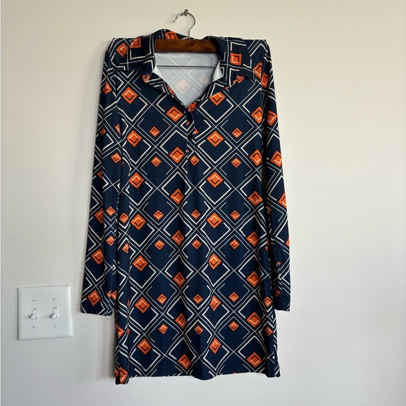 Zara mini long sleeve dress in color blue and orange size S - Picture 2 of 5